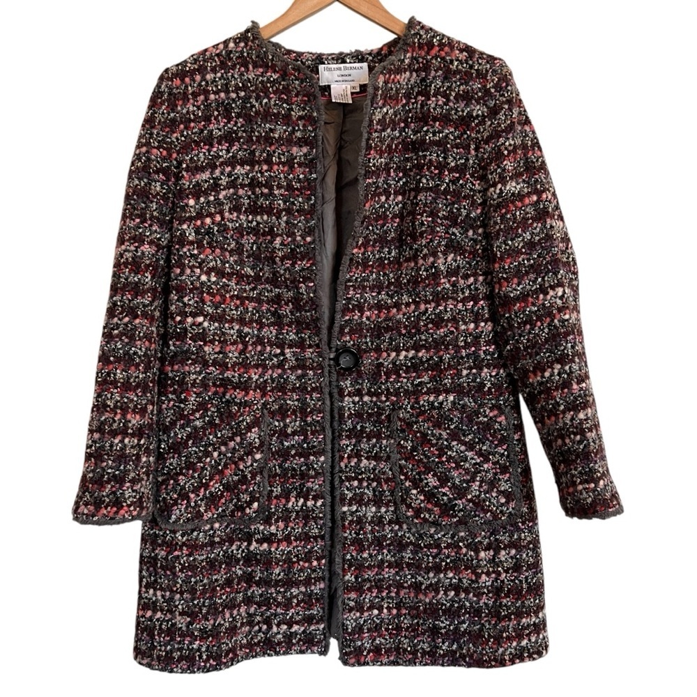 Helene Berman of London Collarless Jacket Coat XL Pockets Made In England
